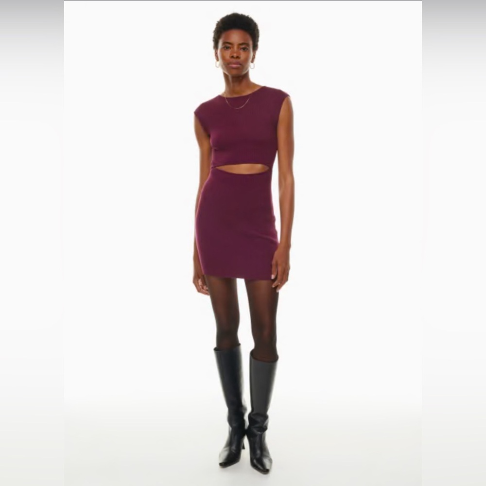 Wilfred Free Cut-Out Knit Mini Dress | Burgundy | Size: M